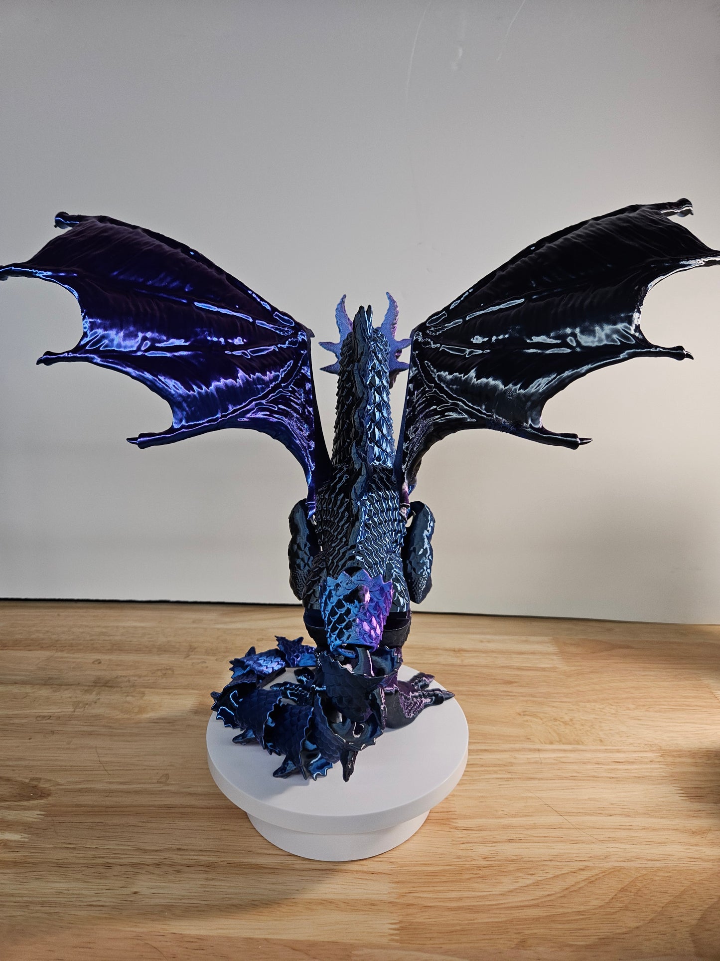 Epic Dragon Statue, 3D Printed in Blue, Black Purple Silk Filament