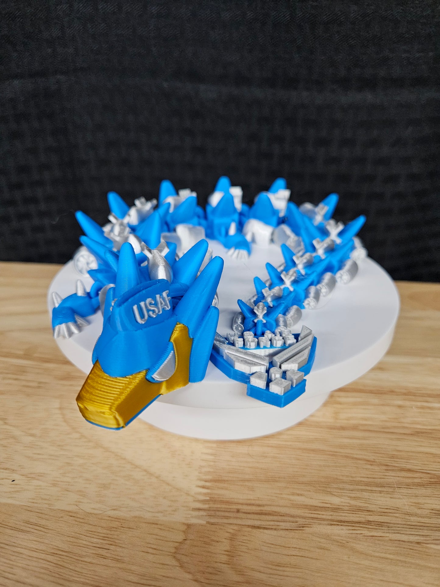 Air Force Dragon, USAF, 3D Printed, Fully Articulating, approximately 18" Long