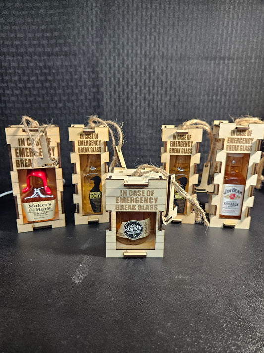 Ornament Crate for Whiskey Sampler Bottles " Alcohol Bottle not included"