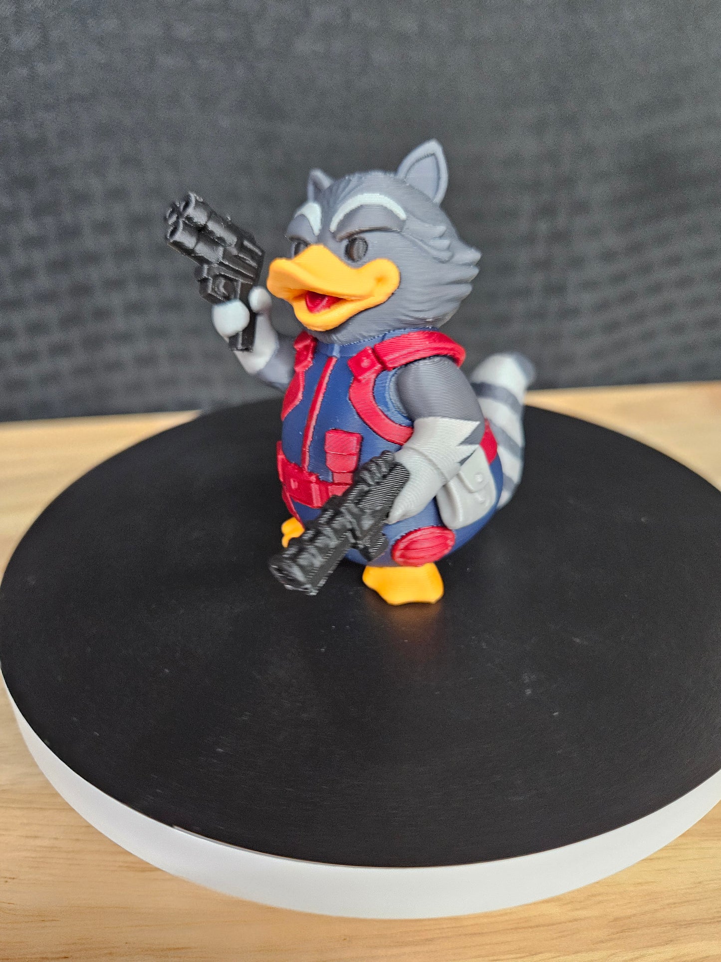 Rocket Racoon, One-of-a-Kind, Guardians of the Galaxy Duck, 3D Printed, Ducking, DuckDuckJeep