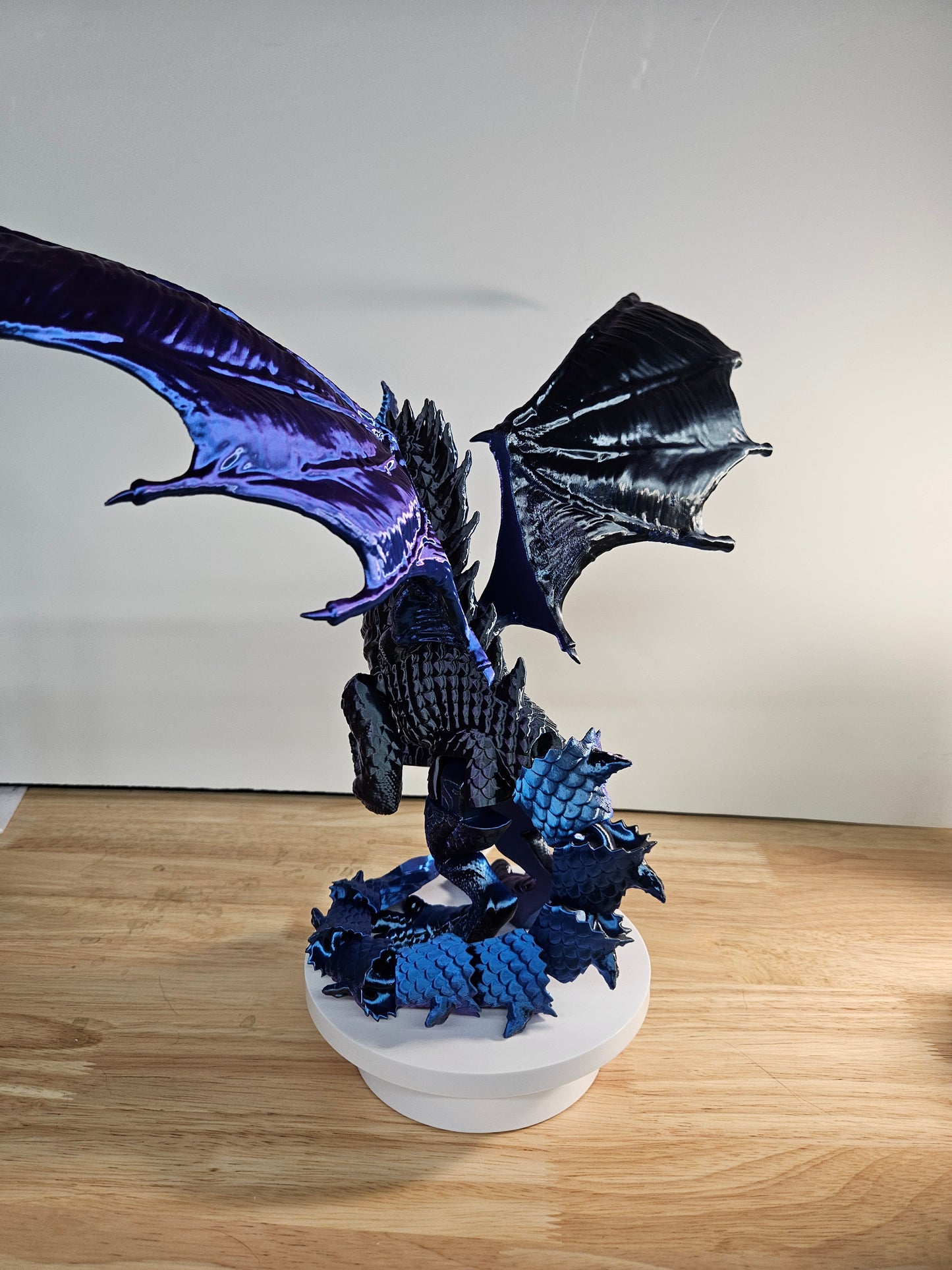 Epic Dragon Statue, 3D Printed in Blue, Black Purple Silk Filament