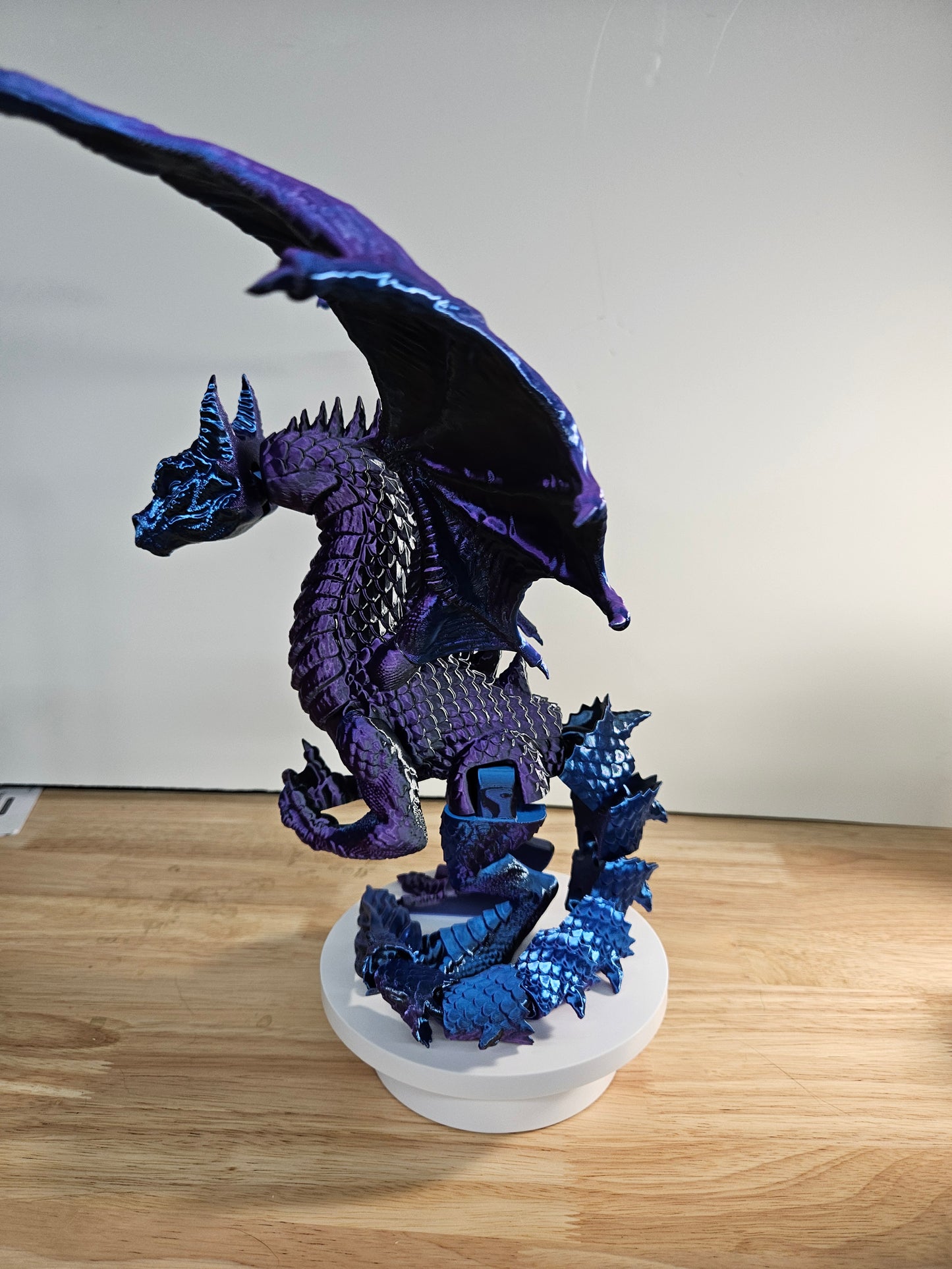 Epic Dragon Statue, 3D Printed in Blue, Black Purple Silk Filament