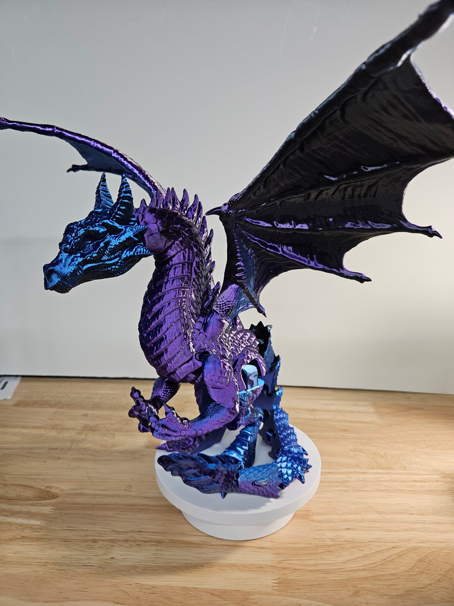 Epic Dragon Statue, 3D Printed in Blue, Black Purple Silk Filament