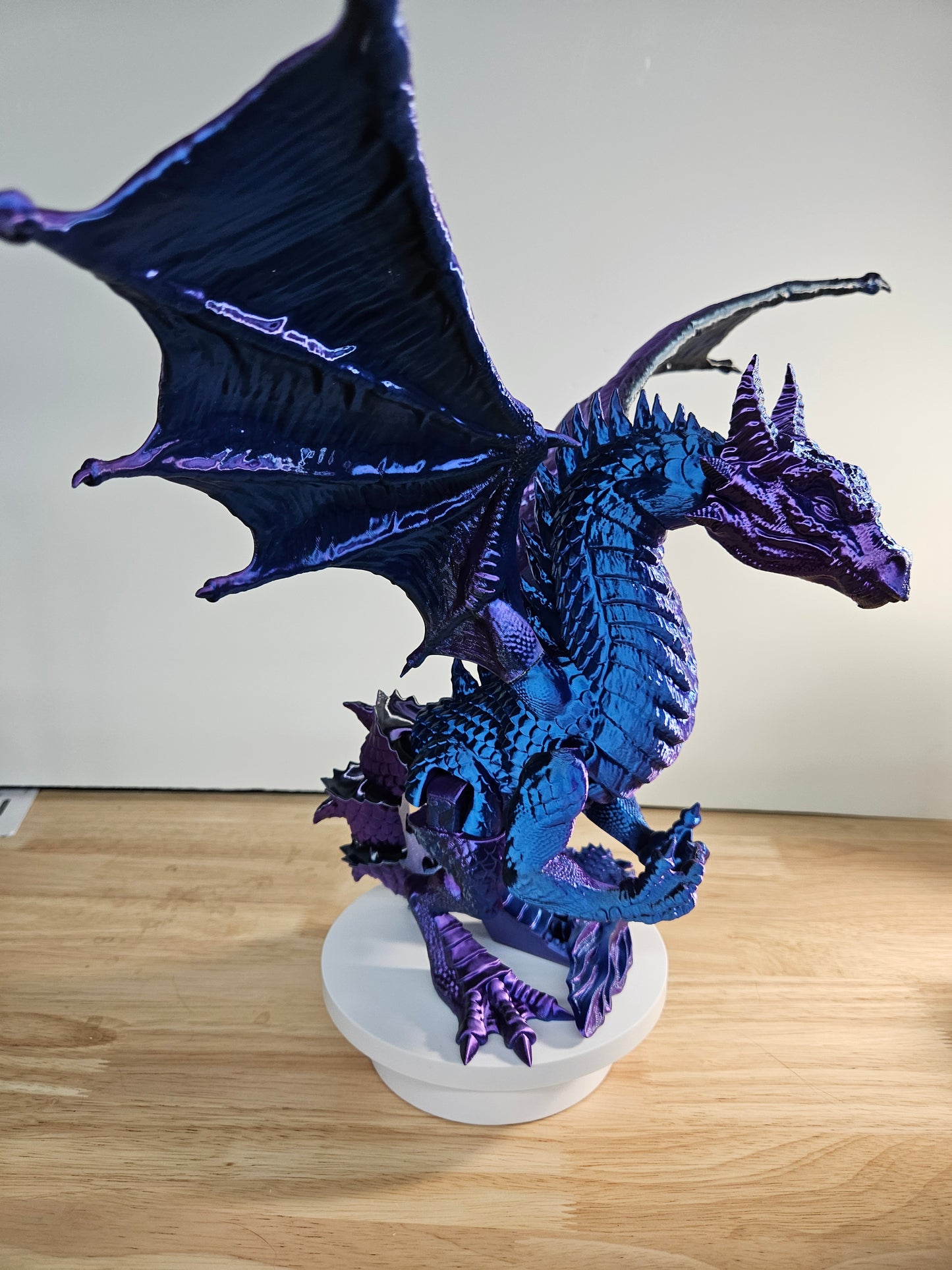 Epic Dragon Statue, 3D Printed in Blue, Black Purple Silk Filament