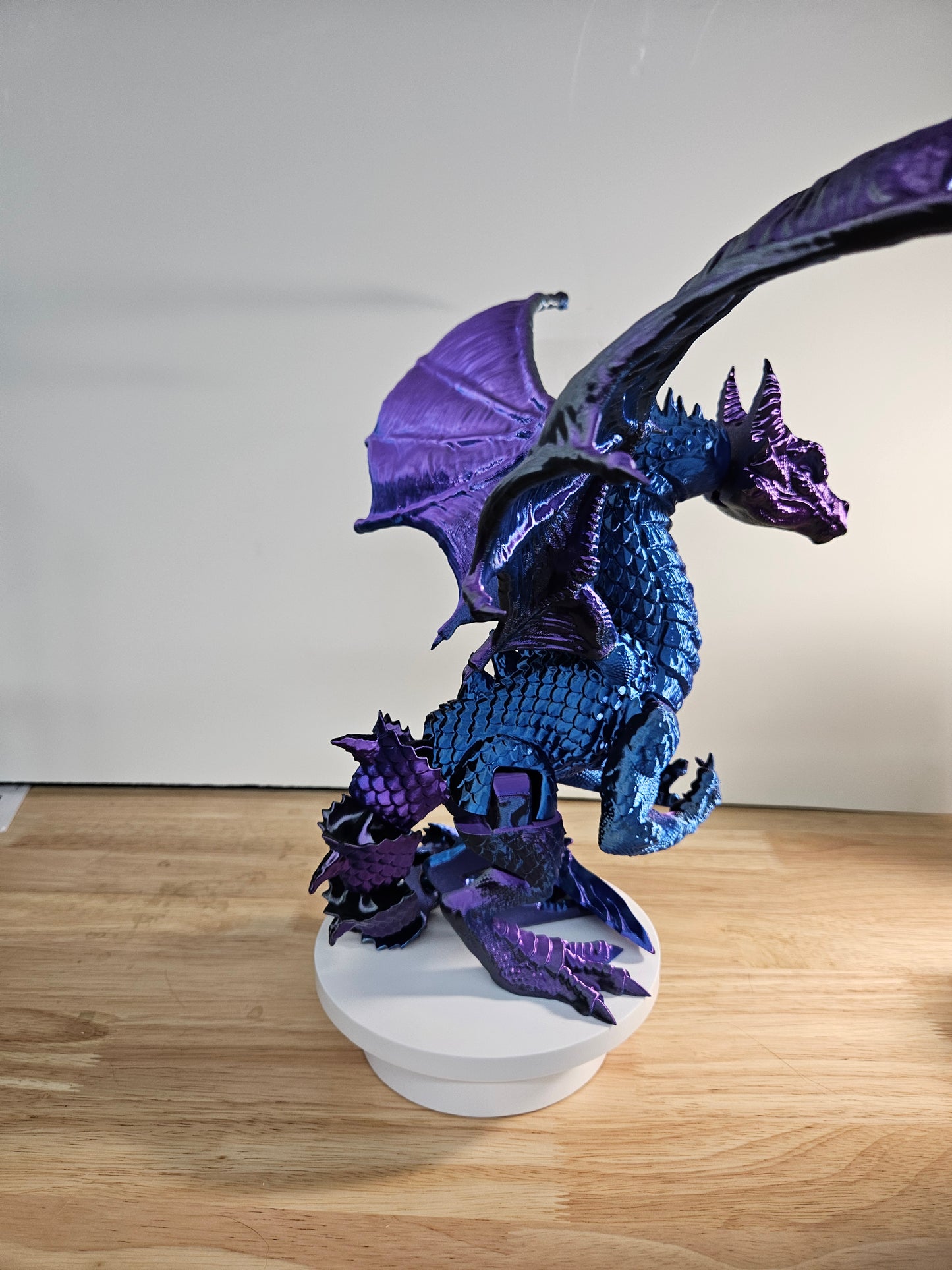 Epic Dragon Statue, 3D Printed in Blue, Black Purple Silk Filament