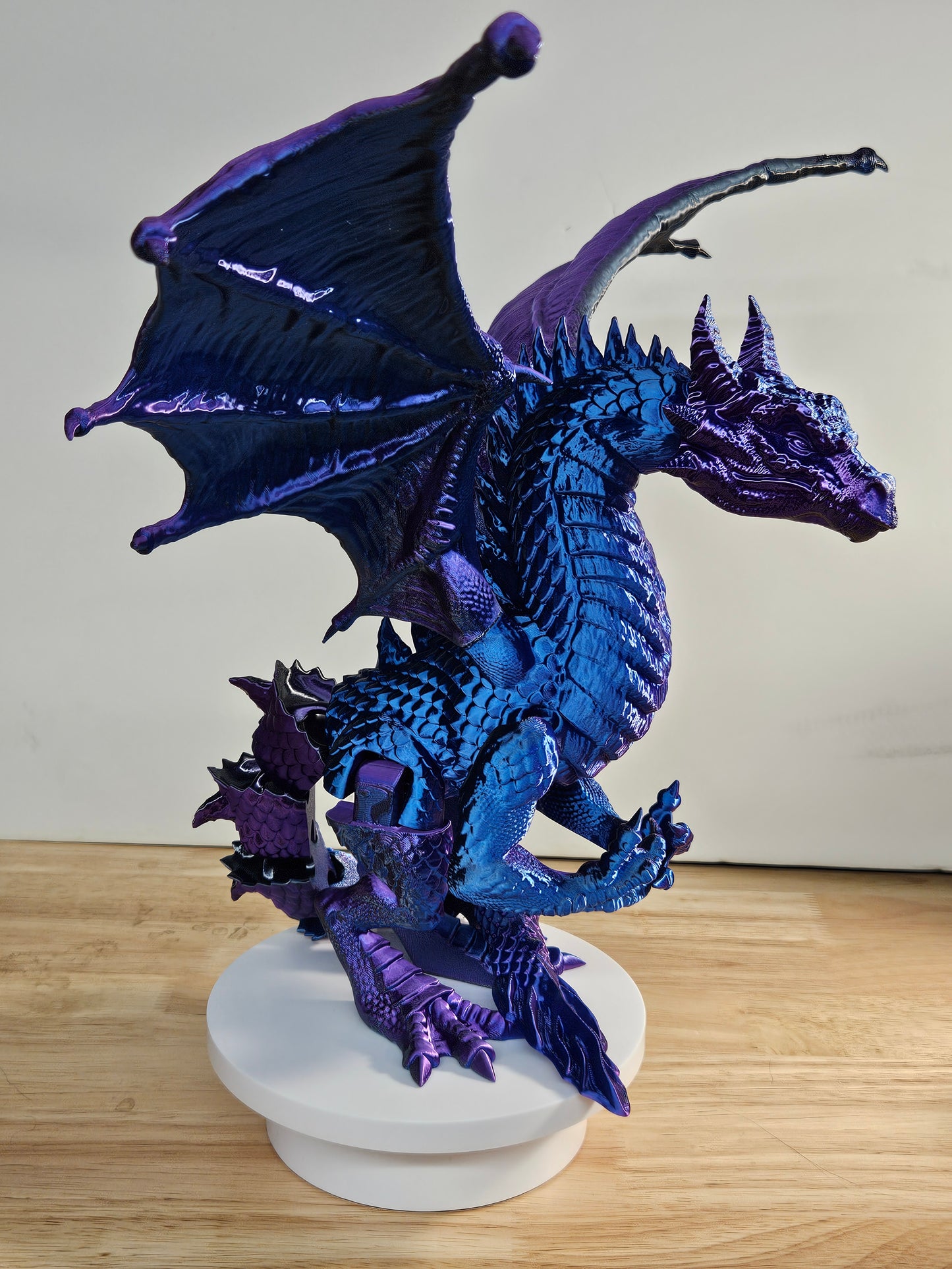 Epic Dragon Statue, 3D Printed in Blue, Black Purple Silk Filament