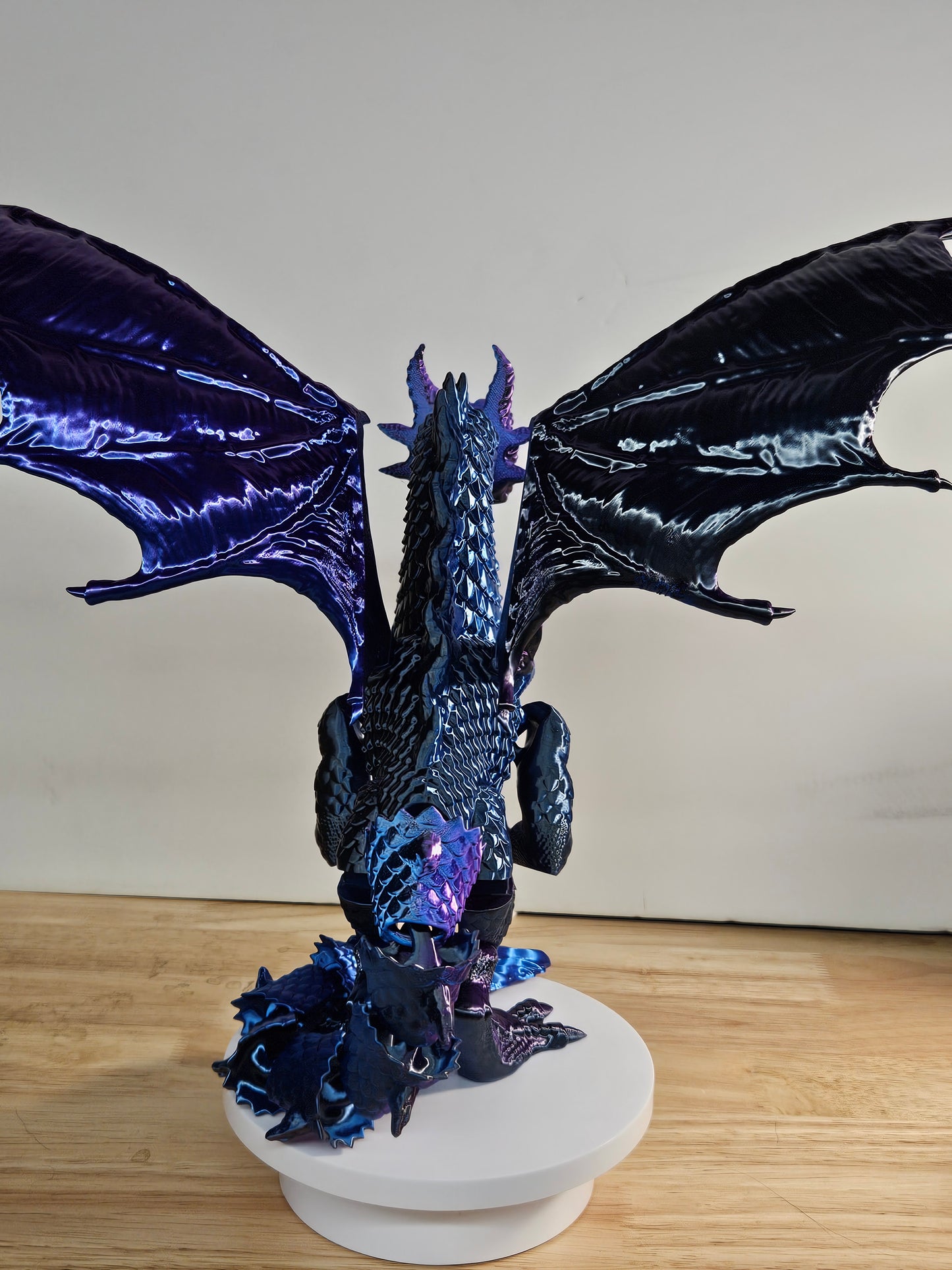 Epic Dragon Statue, 3D Printed in Blue, Black Purple Silk Filament