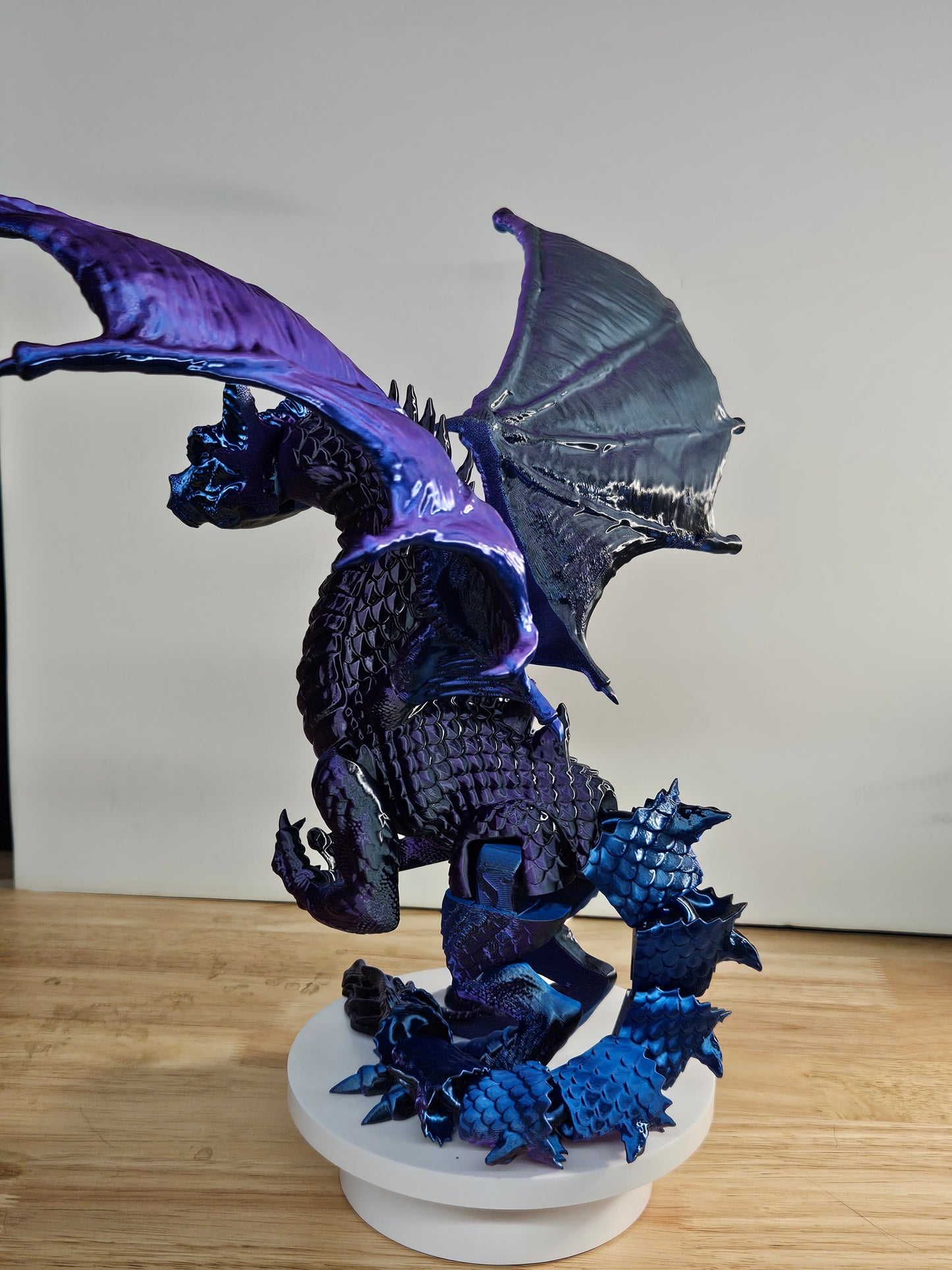Epic Dragon Statue, 3D Printed in Blue, Black Purple Silk Filament