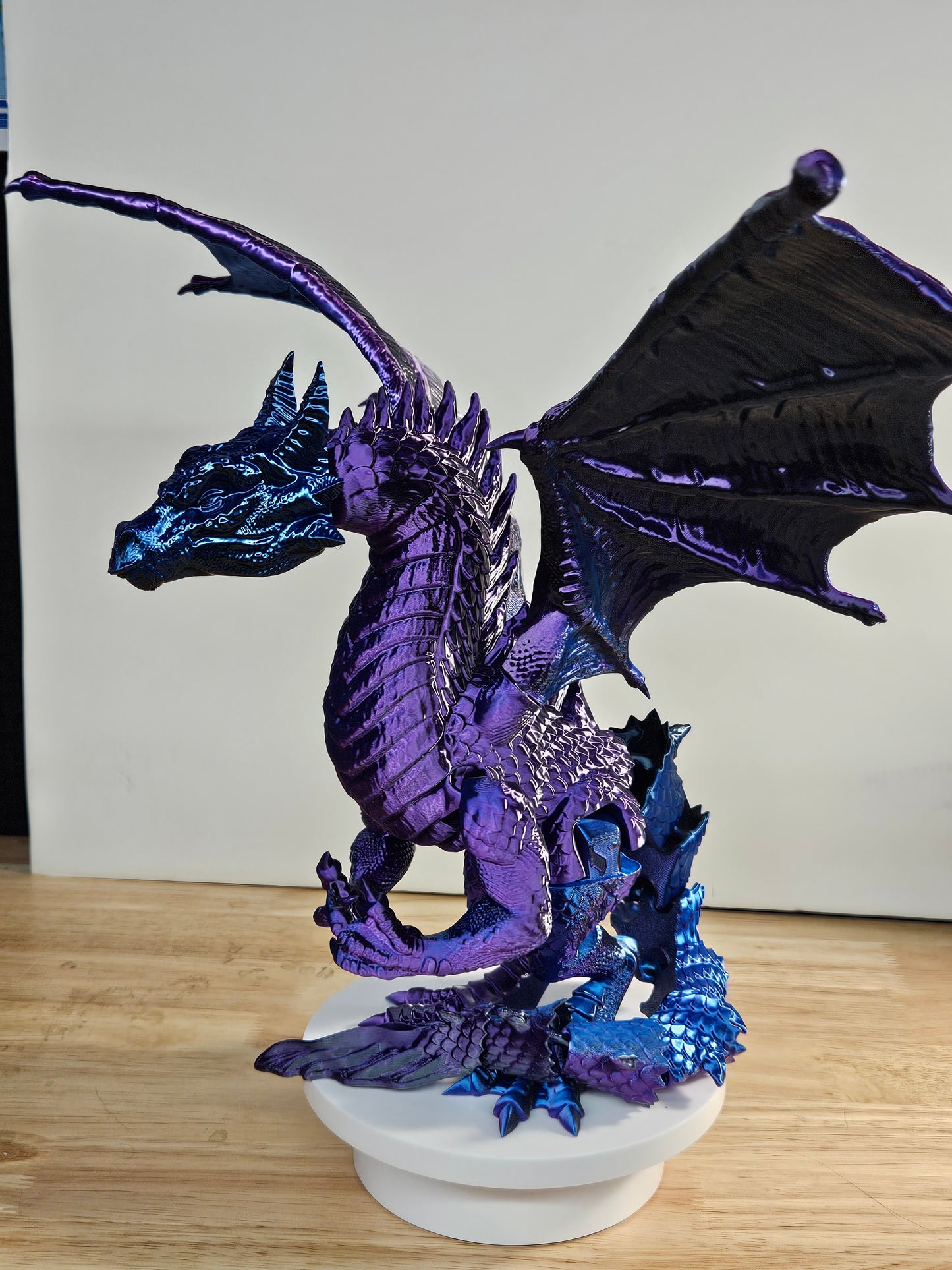 Epic Dragon Statue, 3D Printed in Blue, Black Purple Silk Filament