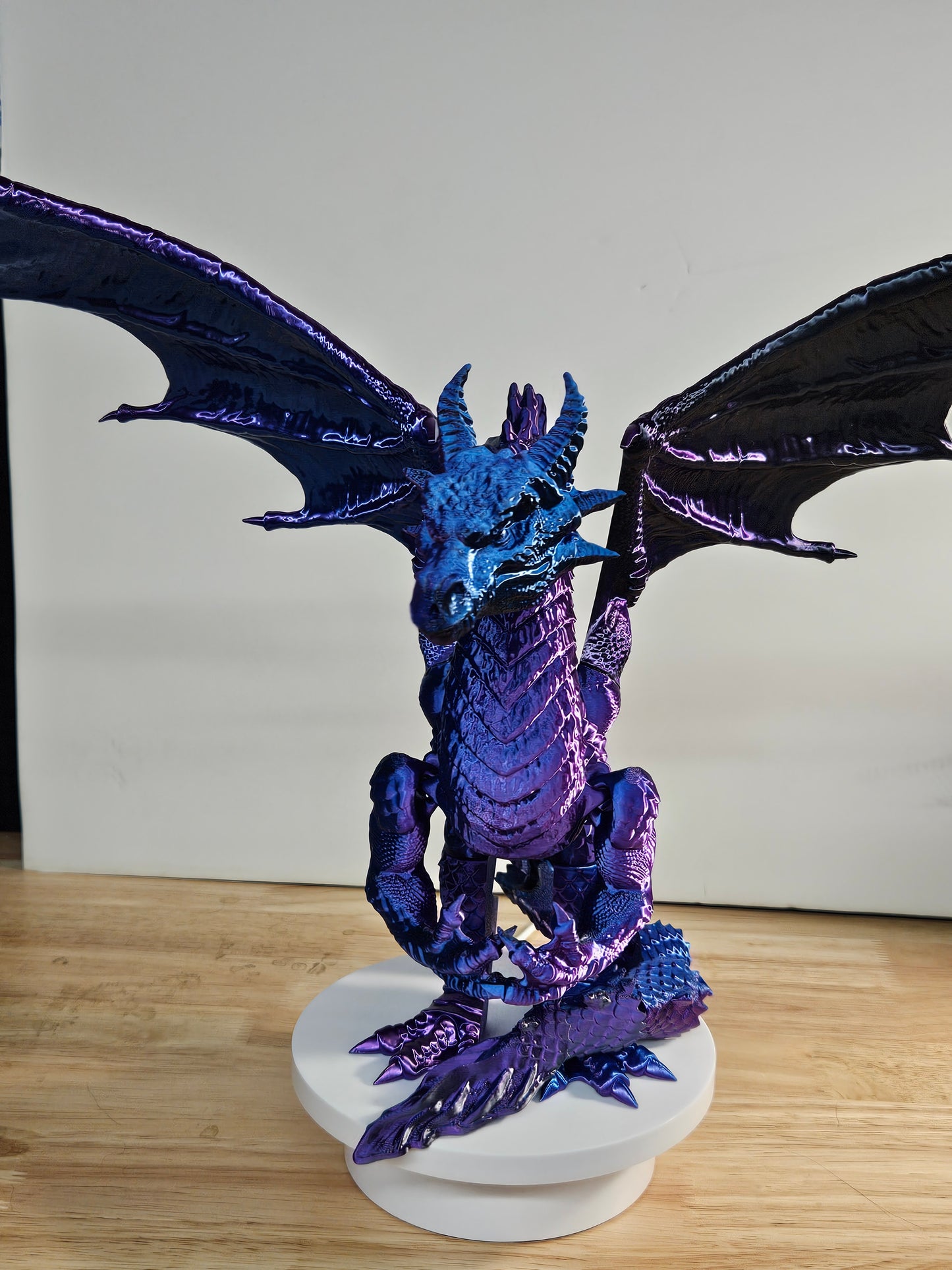 Epic Dragon Statue, 3D Printed in Blue, Black Purple Silk Filament