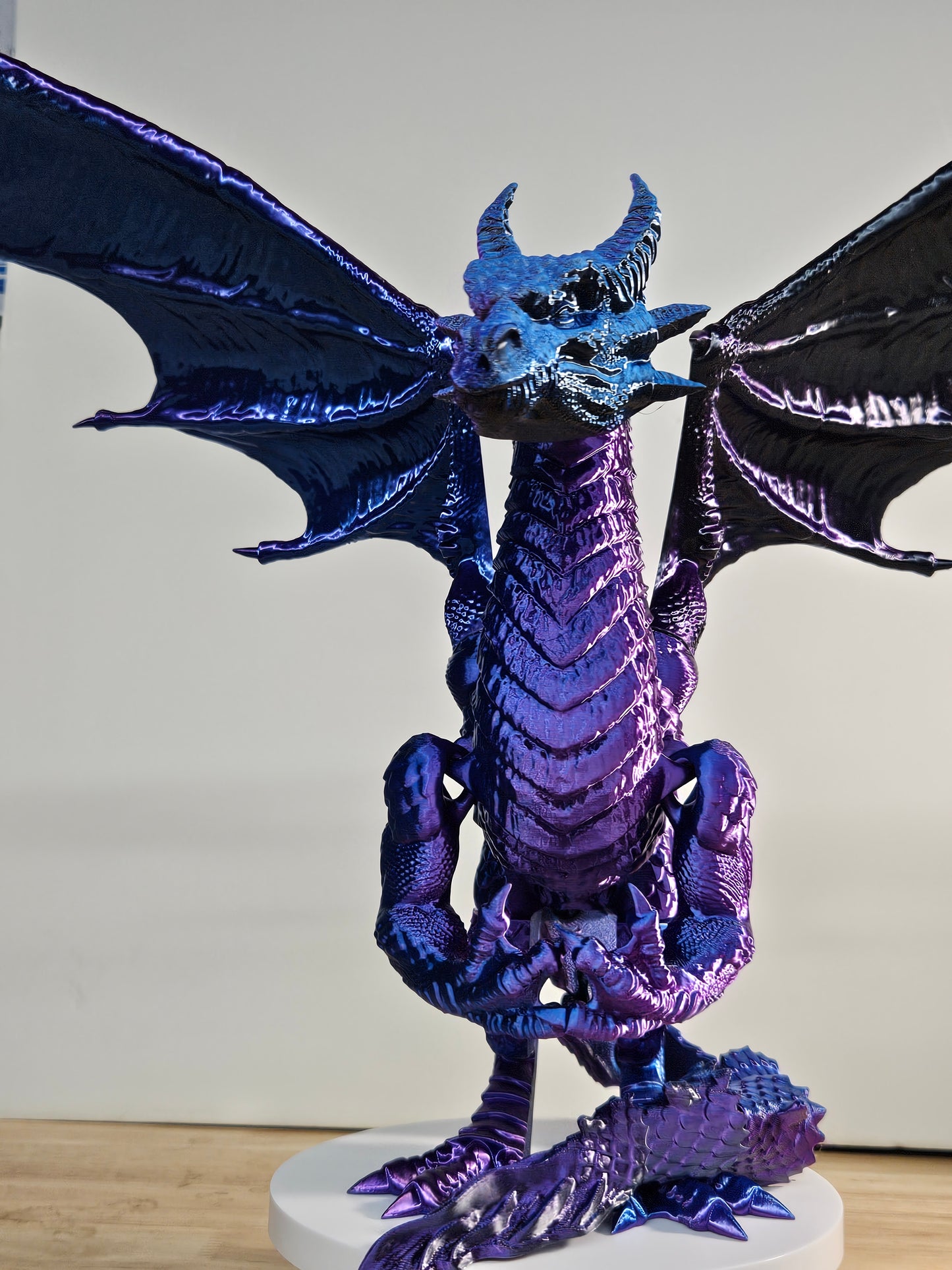 Epic Dragon Statue, 3D Printed in Blue, Black Purple Silk Filament