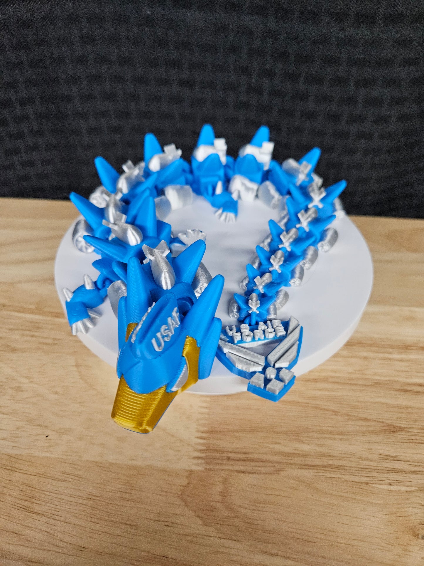 Air Force Dragon, USAF, 3D Printed, Fully Articulating, approximately 18" Long