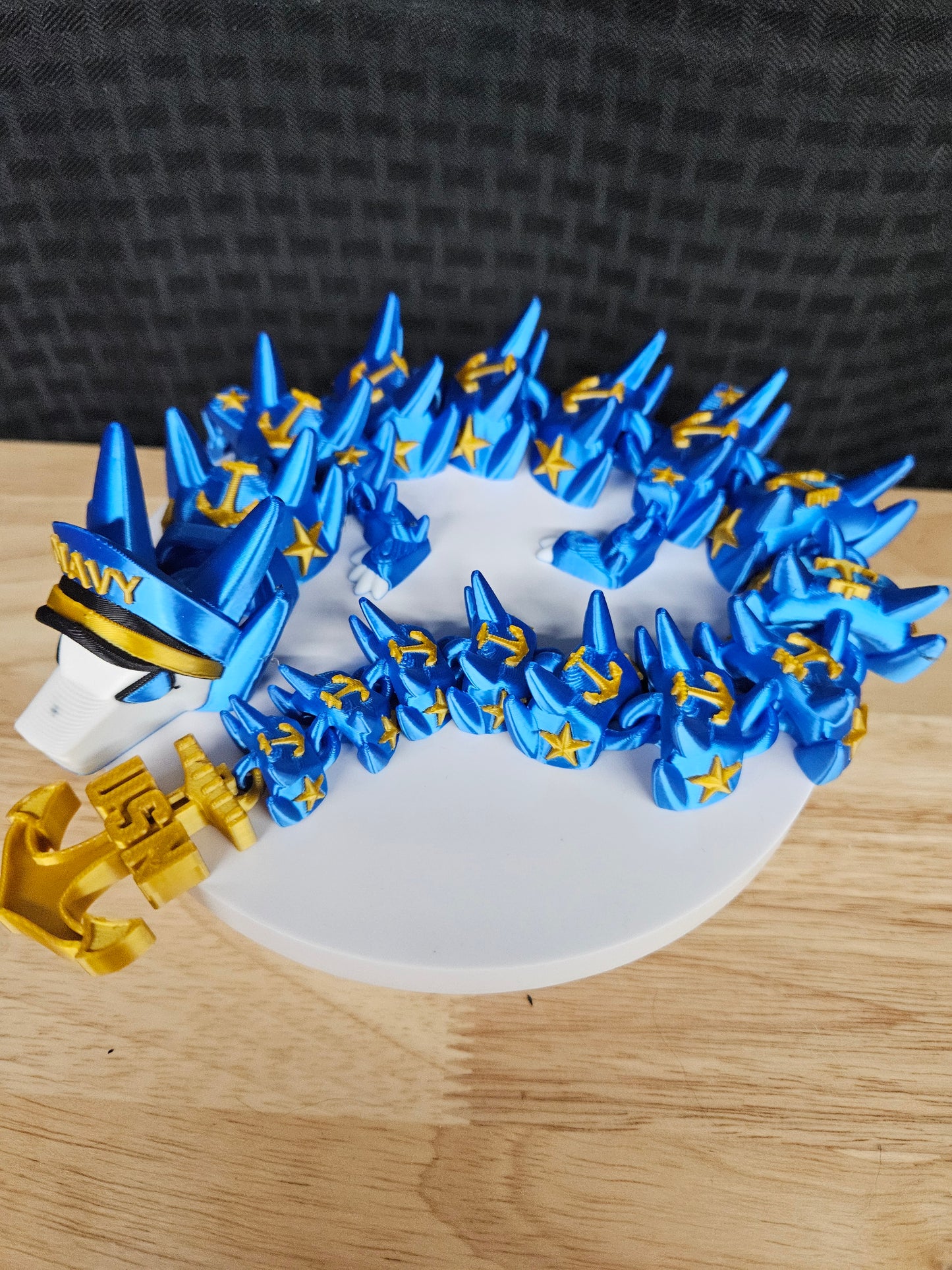 Navy Dragon, US Navy, 3D Printed, Fully Articulating, approximately 18" Long