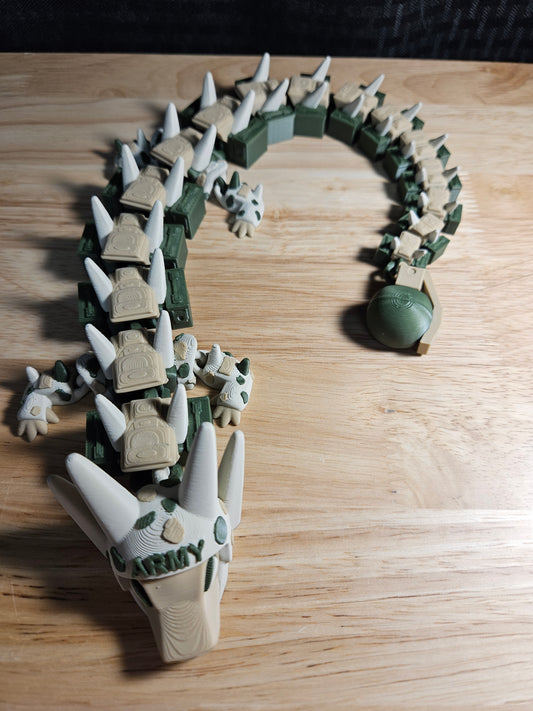 Army Dragon, US Army, 3D Printed, Fully Articulating, approximately 18" Long