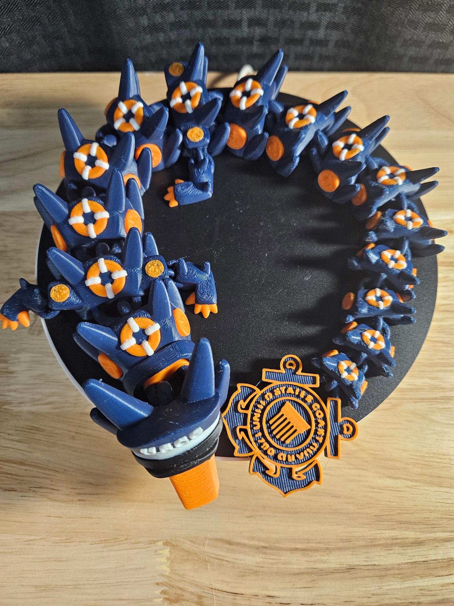 Coast Guard Dragon, USCG, 3D Printed, Fully Articulating, approximately 18" Long