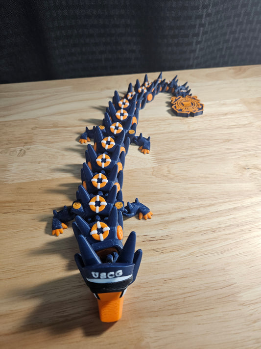 Coast Guard Dragon, USCG, 3D Printed, Fully Articulating, approximately 18" Long