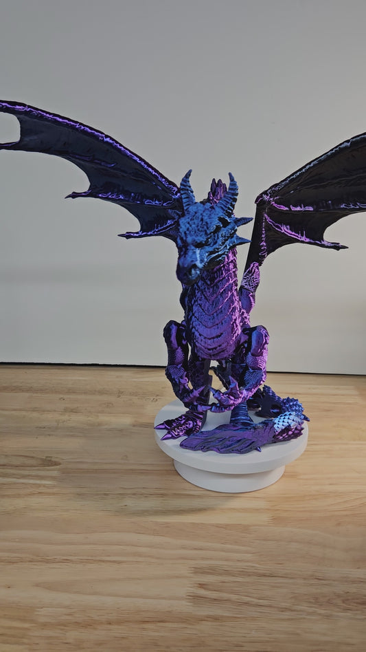 Epic Dragon Statue, 3D Printed in Blue, Black Purple Silk Filament