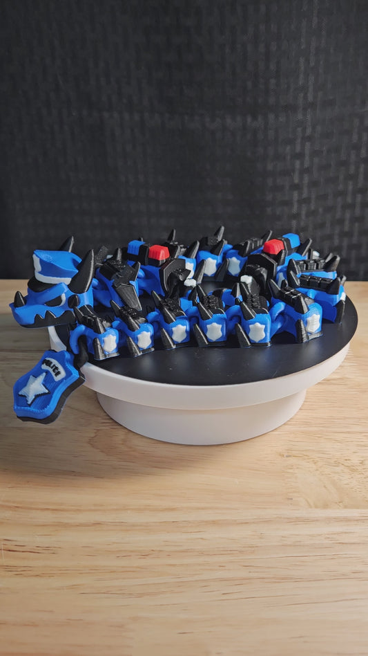 Police Dragon, 3D Printed, Fully Articulating, approximately 18" Long